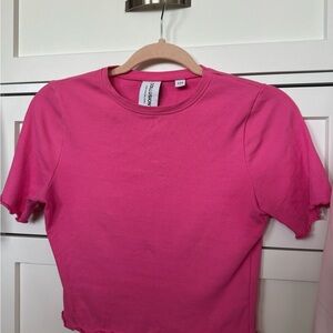 Pink Ribbed Women Top